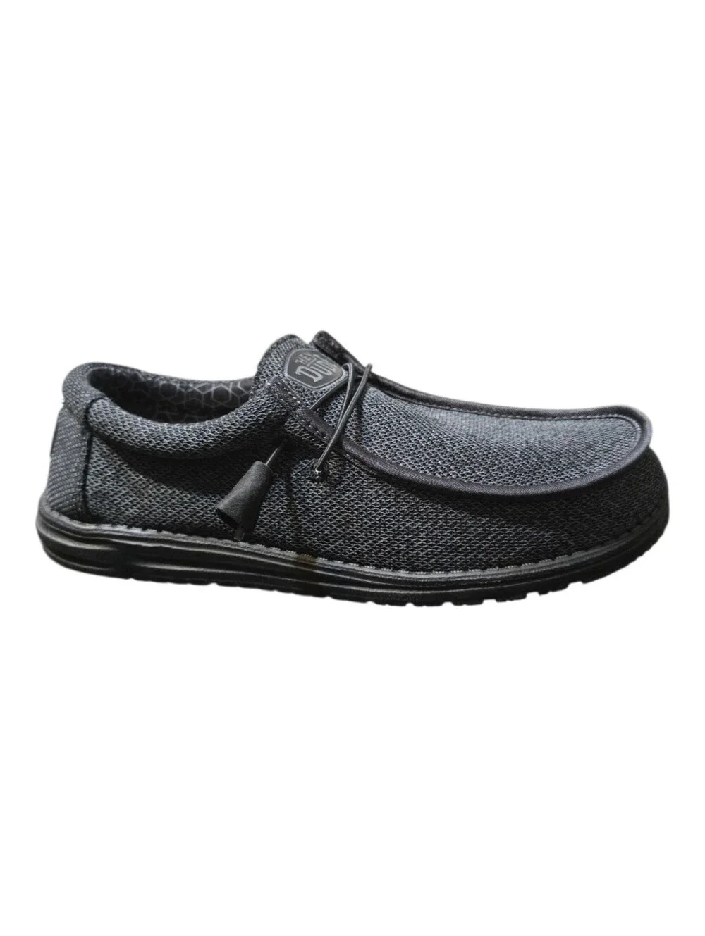 HEYDUDE Wally Sox Wide Mens Micro  Total Black Loafers NWOB